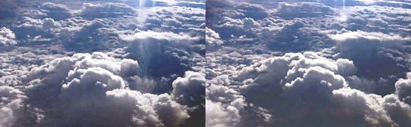 Стереофото - облака с самолёта.